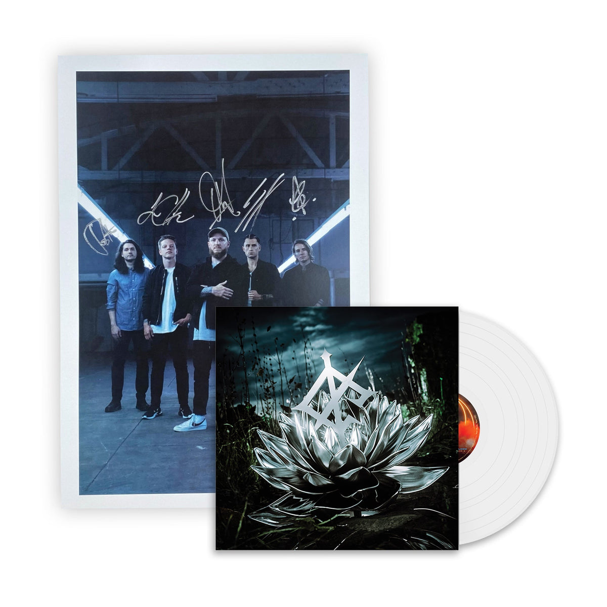 WE CAME AS ROMANS'DARKBLOOM' LIMITED-EDITION WHITE LP + ROCKVILLE PRINT BUNDLE