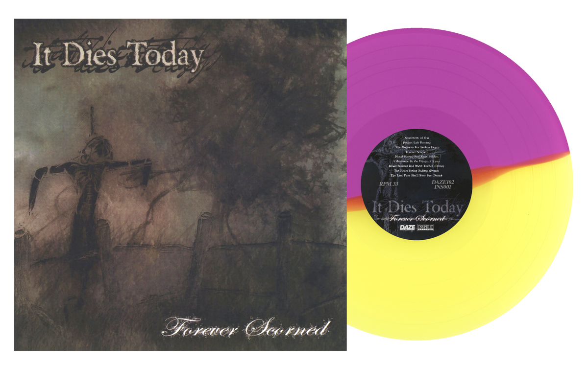 IT DIES TODAY'FOREVER SCORNED' EP (Limited Edition ' Only 150 Made, Half Clear Yellow / Half Purple Vinyl)