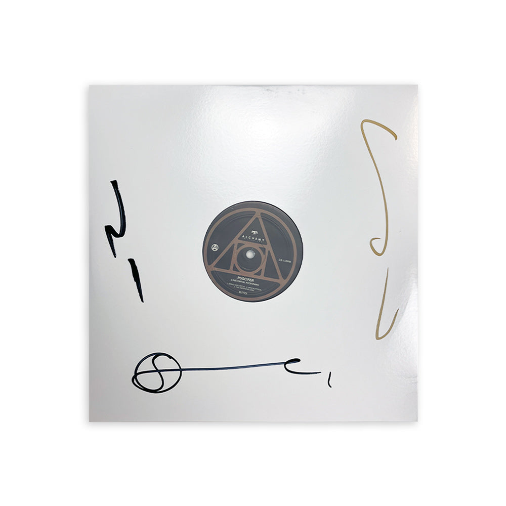 PUSCIFER'EXISTENTIAL RECKONING' 2LP (AUTOGRAPHED TOUR VARIANT #29 ' Clear w/ Gold And Silver Vinyl) + AUTOGRAPHED POSTER