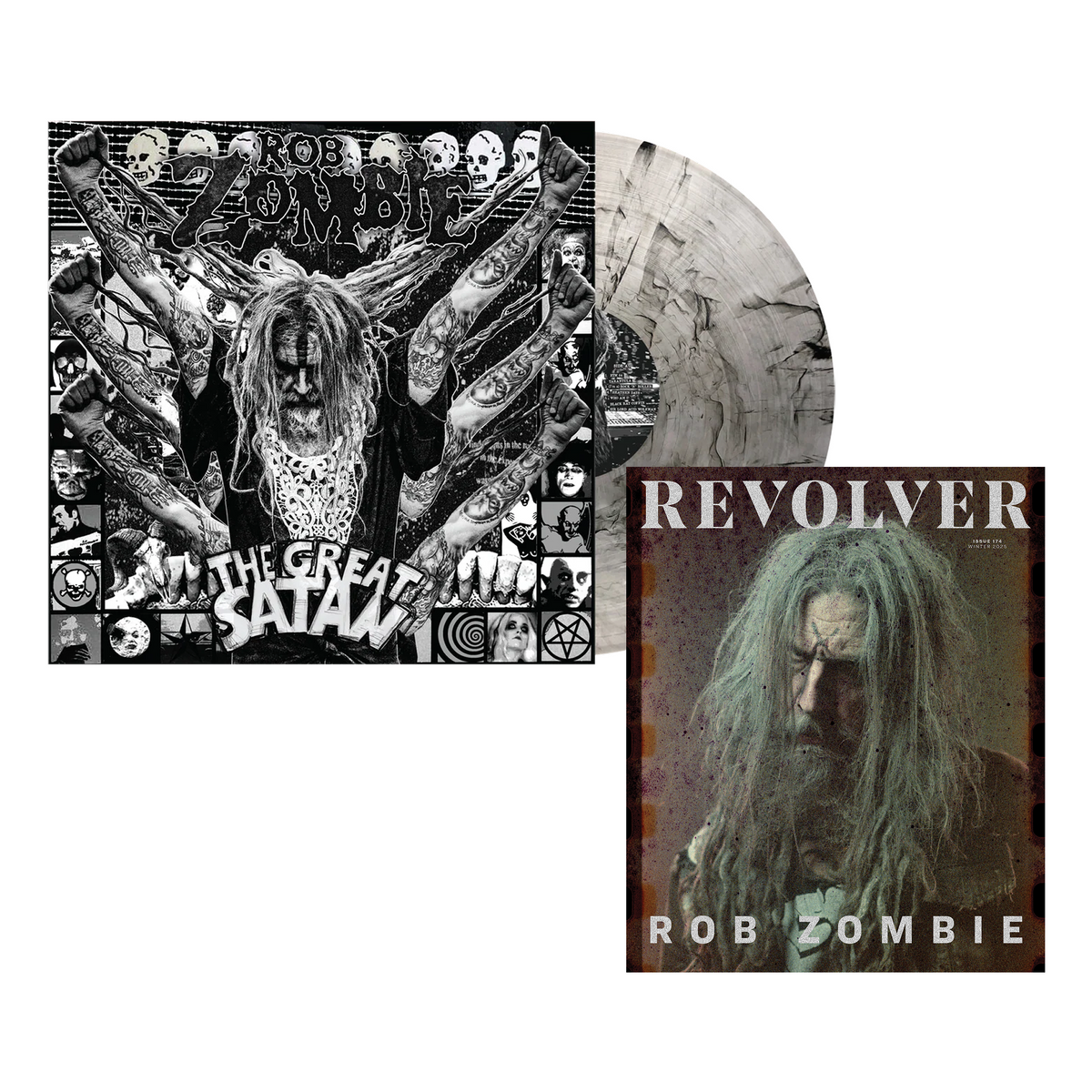 ROB ZOMBIE'THE GREAT SATAN' LP (Exclusive ' Limited to 1000, Clear w/ Black Smoke Vinyl) + REVOLVER WINTER ISSUE