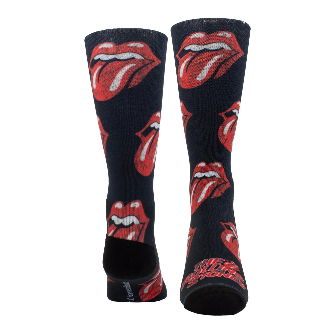 THE ROLLING STONES 'ALL OVER DISTRESSED TONGUES' CREW SOCKS
