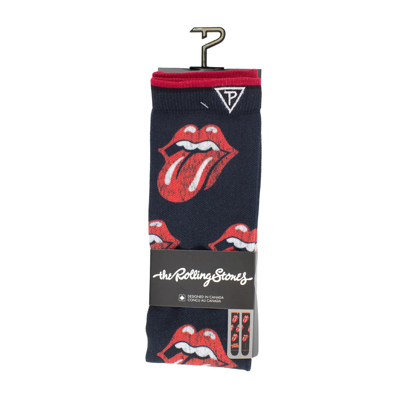 THE ROLLING STONES 'ALL OVER DISTRESSED TONGUES' CREW SOCKS