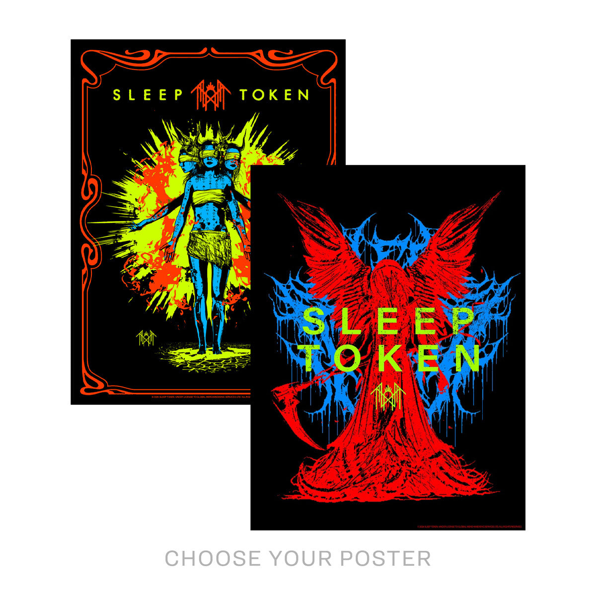 SLEEP TOKEN 'CHARACTER/ANGEL' FLOCKED BLACKLIGHT POSTERS