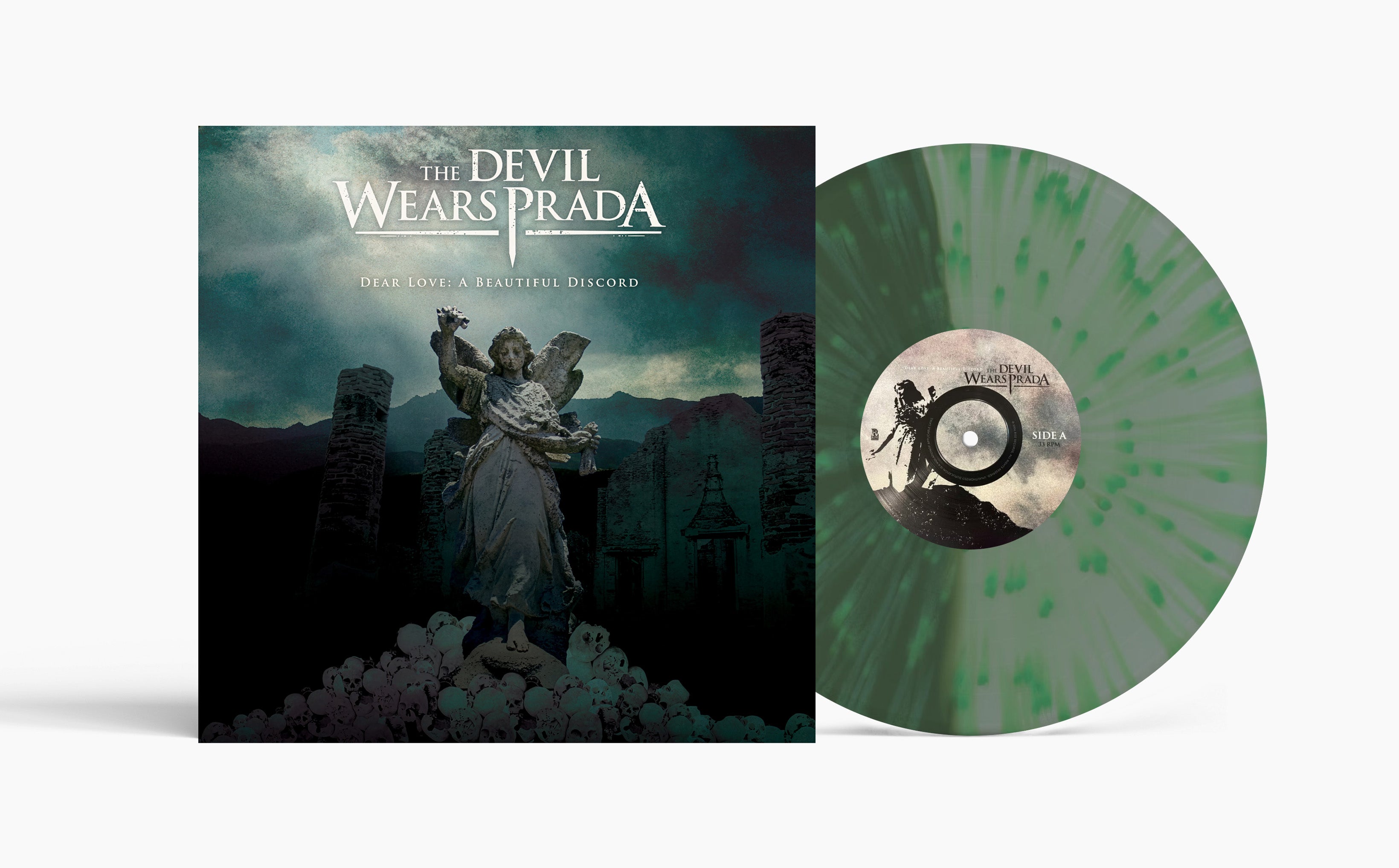 THE DEVIL WEARS PRADA ‘DEAR LOVE: A BEAUTIFUL DISCORD’ 20TH ANNIVERSARY LP (Green Split w/ Green Splatter Vinyl)
