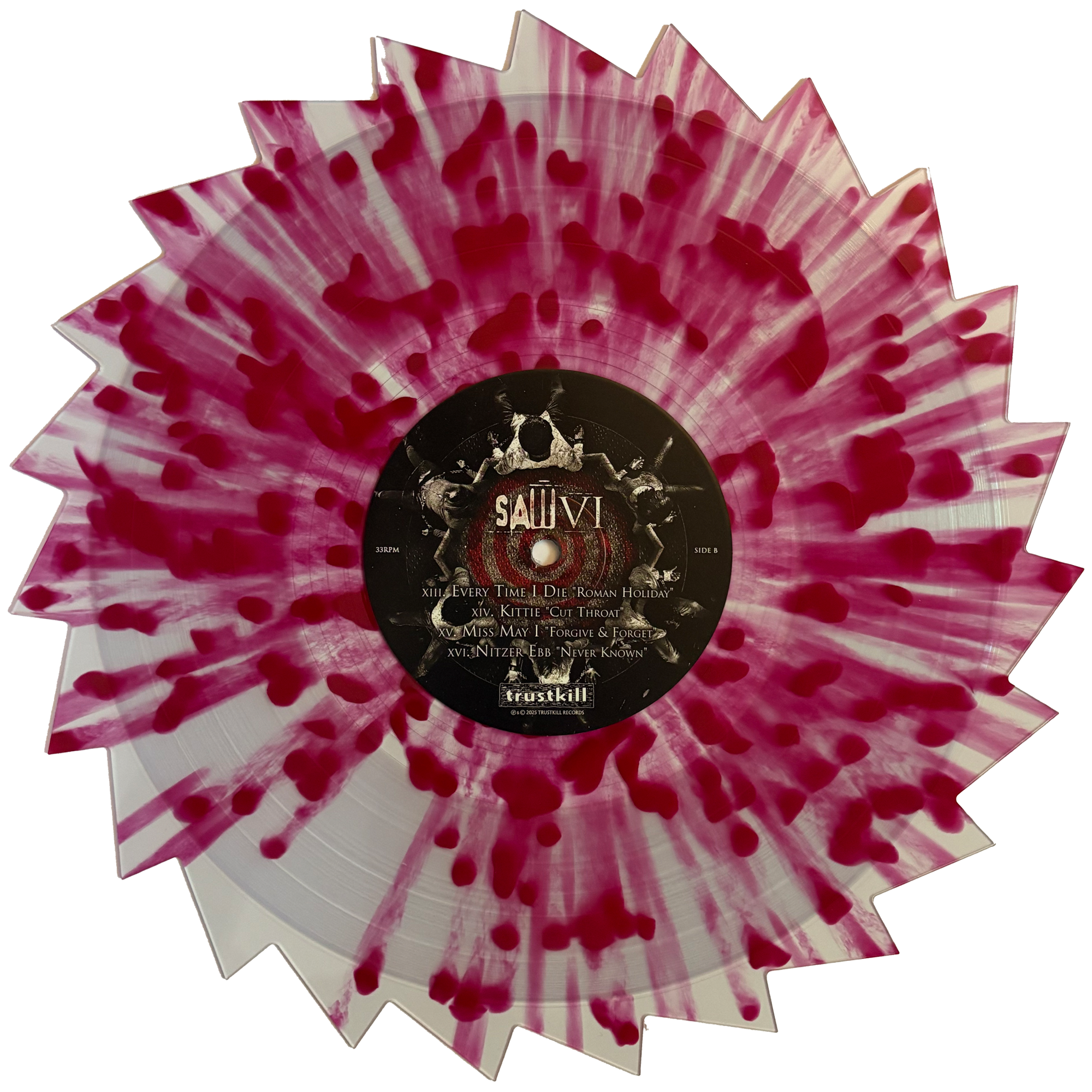 SAW VI SOUNDTRACK 2LP (Exclusive – Limited to 300, "Sawblade" Clear with Blood Red Splatter Vinyl)