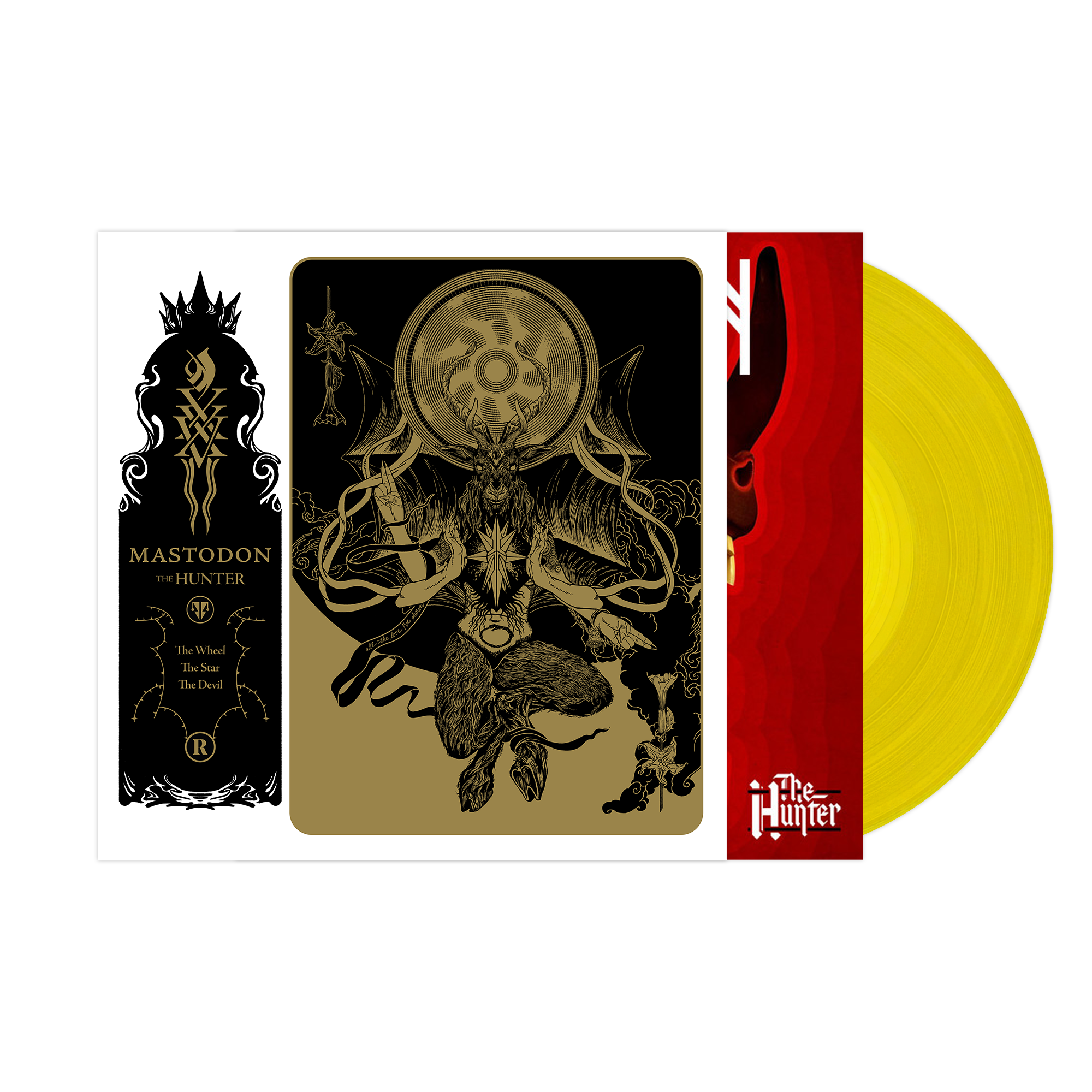 MASTODON 'THE HUNTER' LP (Exclusive ' Yellow Vinyl) w/ SIGNED 12"x12" PAUL ROMANO PRINT
