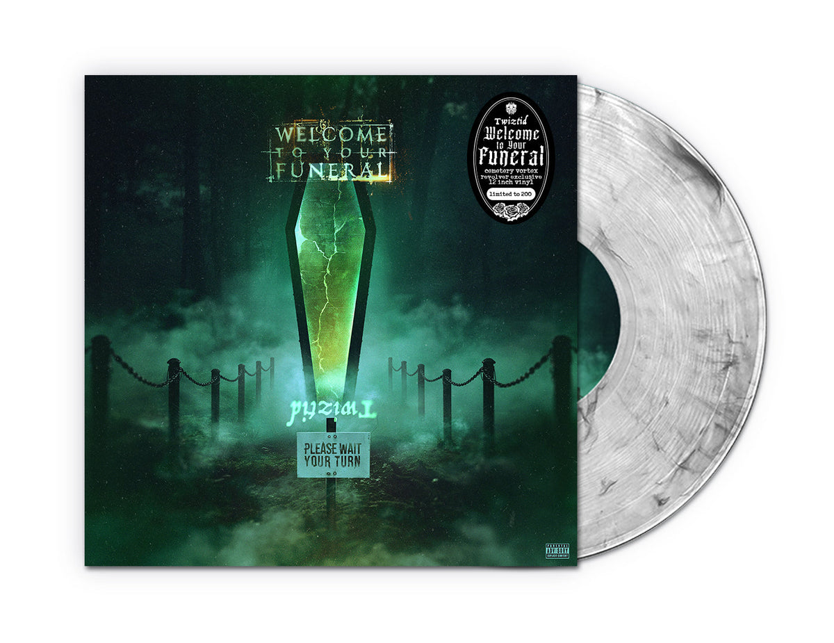 TWIZTID 'WELCOME TO YOUR FUNERAL' LP + 7" (Limited Edition ' Only 200 made, "Cemetery Vortex" Clear w/ Gray & Black Smoke 12" + SIGNED Mint Green 7" Vinyl)
