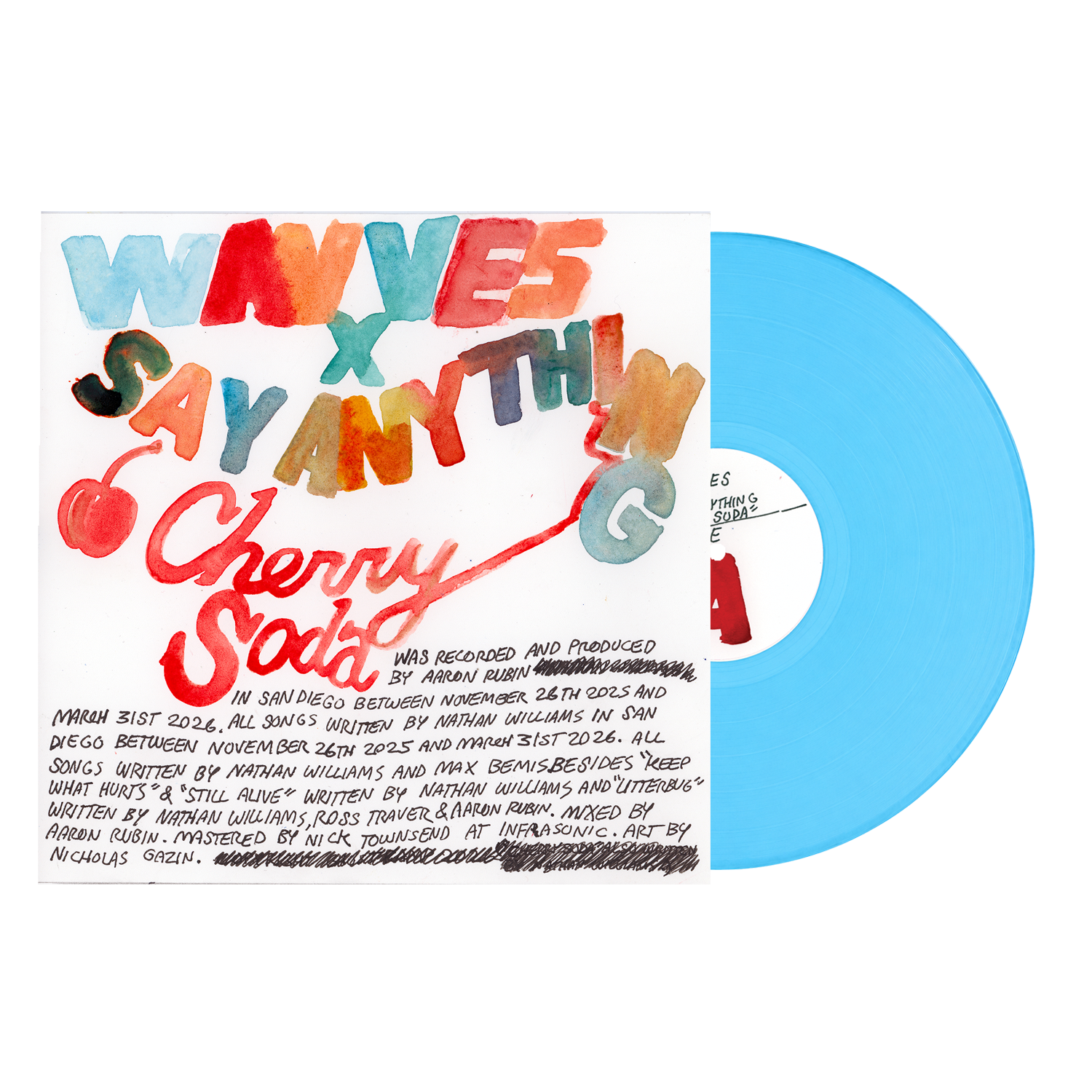 WAVVES X SAY ANYTHING 'CHERRY SODA' LP (Exclusive – Limited to 400, Electric Blue Vinyl)
