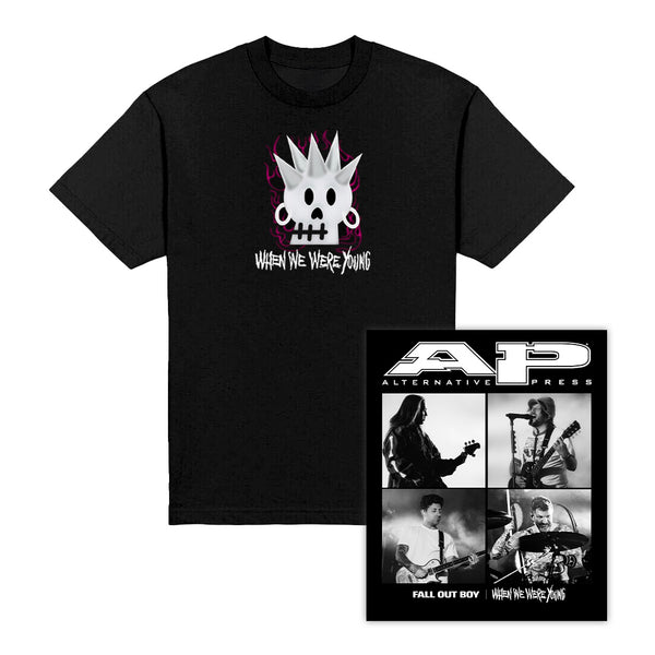 ALTERNATIVE PRESS WINTER 2024 ISSUE FEATURING WHEN WE WERE YOUNG w/ FALL OUT BOY + 'SPIKED SKULL LINEUP' T-SHIRT