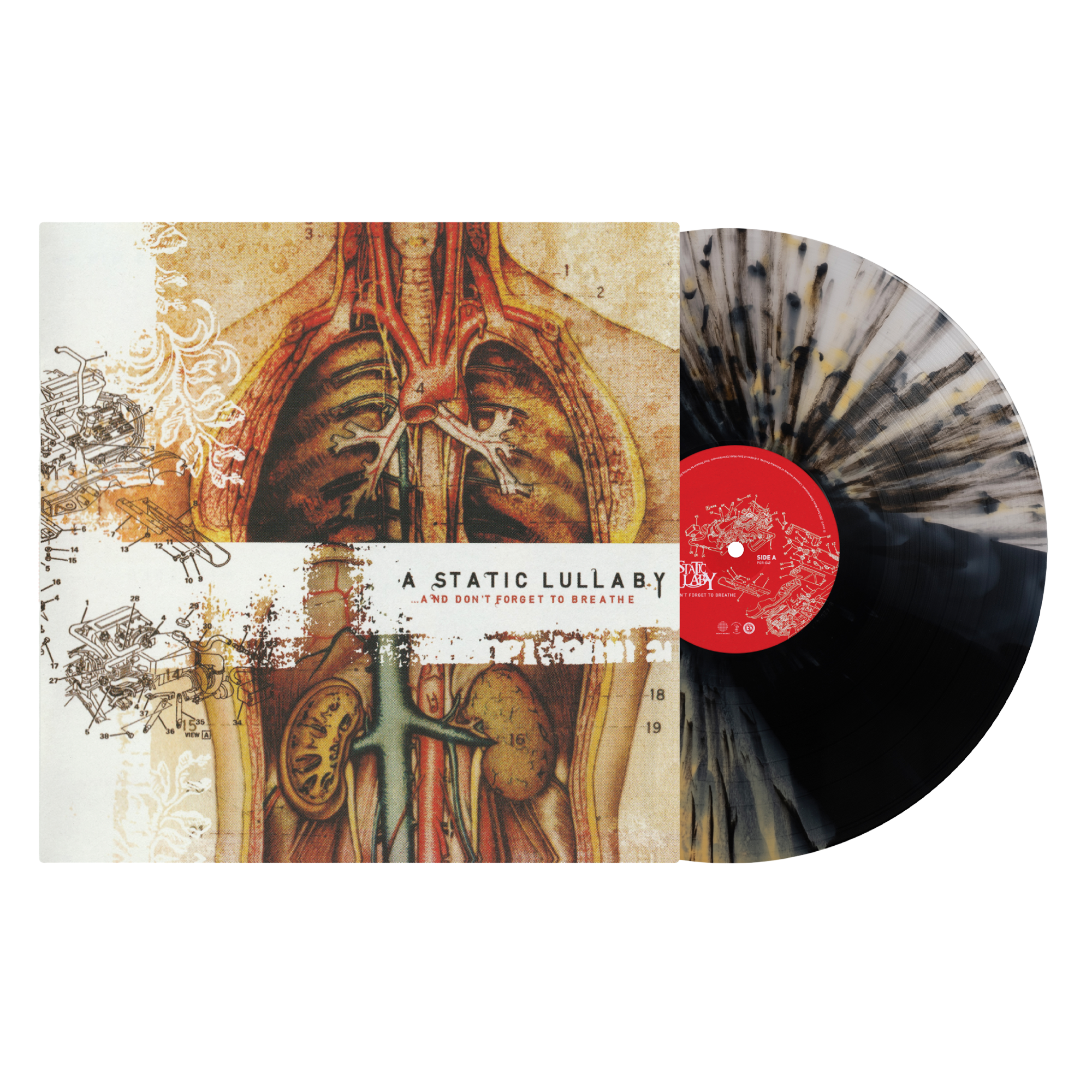 A STATIC LULLABY ‘…AND DON’T FORGET TO BREATHE’ LP (Exclusive – Limited to 200, Tri-Color Stripe w/ Splatter Vinyl)