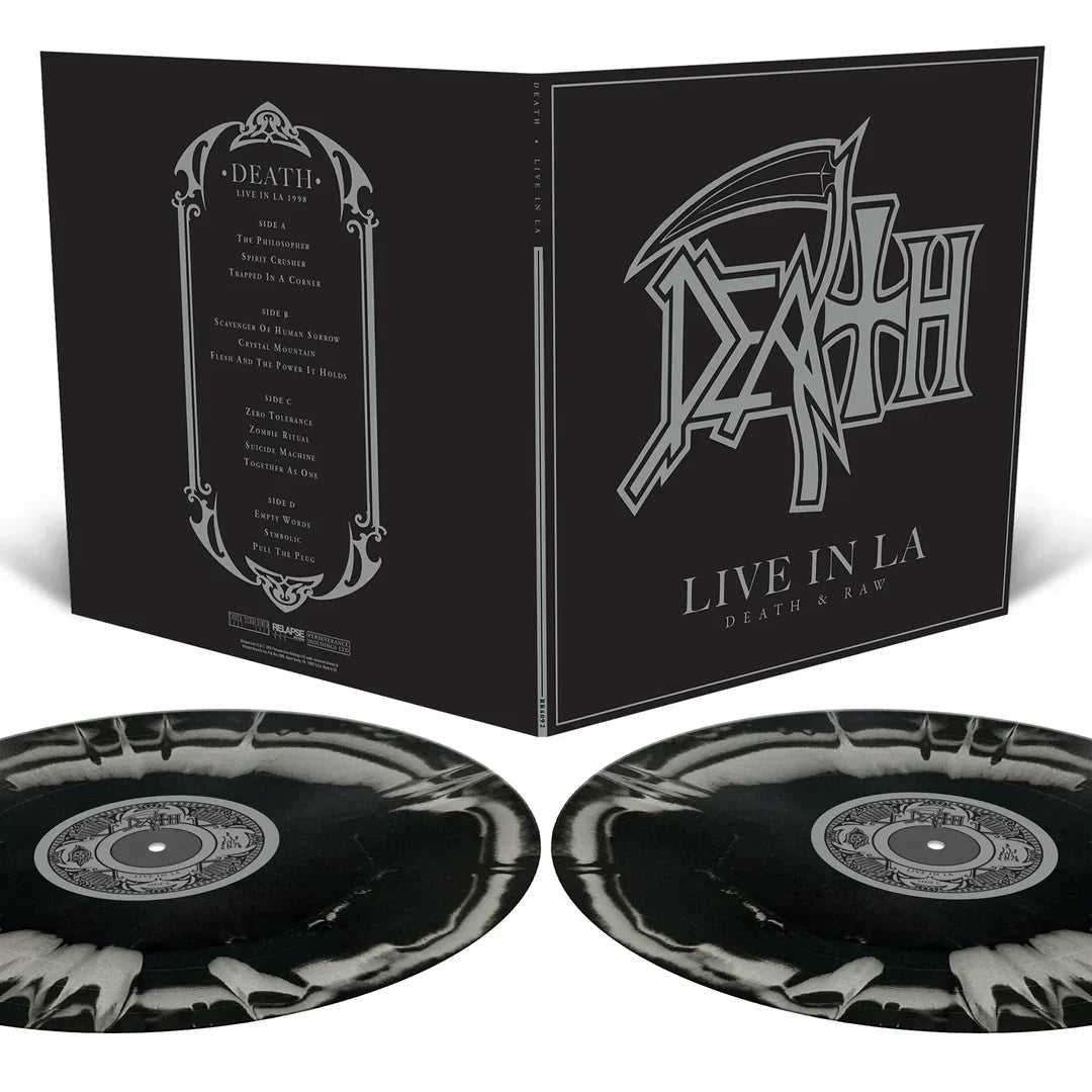 DEATH 'LIVE IN LA' 2LP (Black & Metallic Silver Merge w/Black & Metallic Silver Splatter Vinyl)