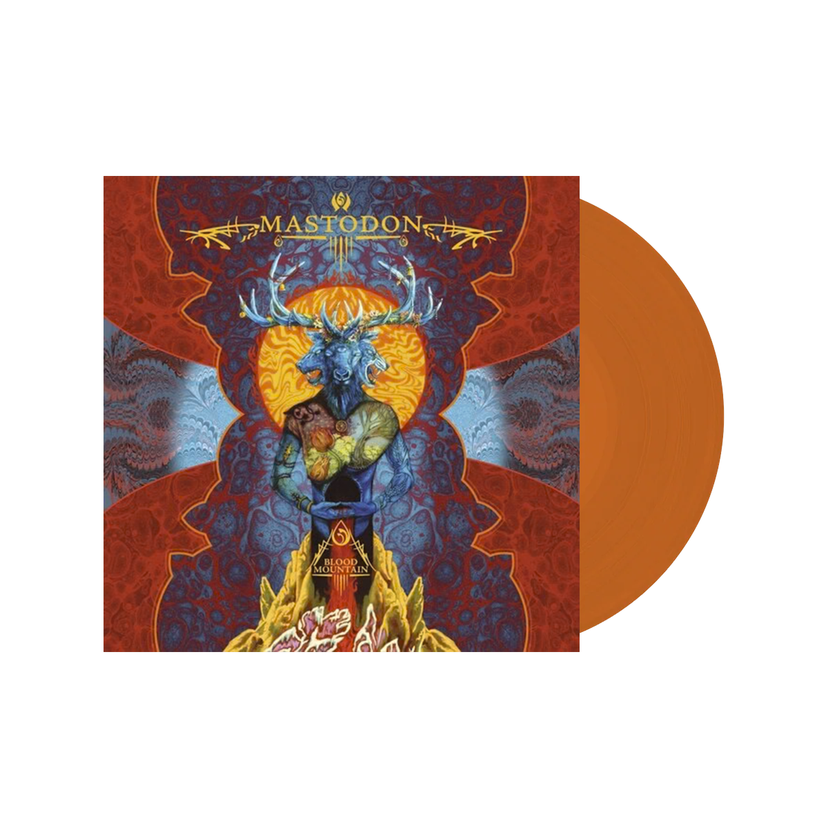 MASTODON 'BLOOD MOUNTAIN' LP (Exclusive ' Orange Vinyl) w/ SIGNED 12"x12" PAUL ROMANO PRINT