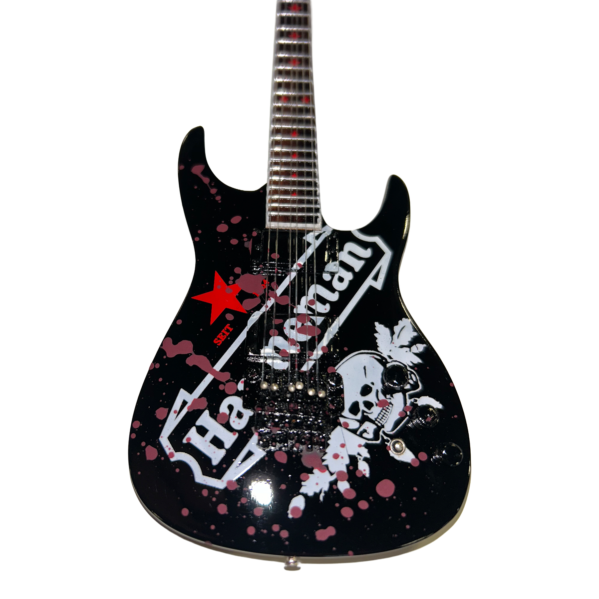 SLAYER - JEFF HANNEMAN - RED STAR SEIT TRIBUTE MINI GUITAR (Limited Blood Splatter Edition)