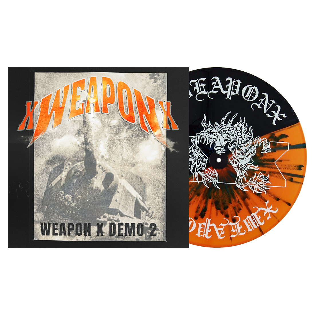 XWEAPONX ‘WEAPON X DEMO 2’ EP (Exclusive – Limited to 150, Half Clear Orange / Half Black w/ Dark Blue Splatter w/ Silk Screened B-Side Vinyl)