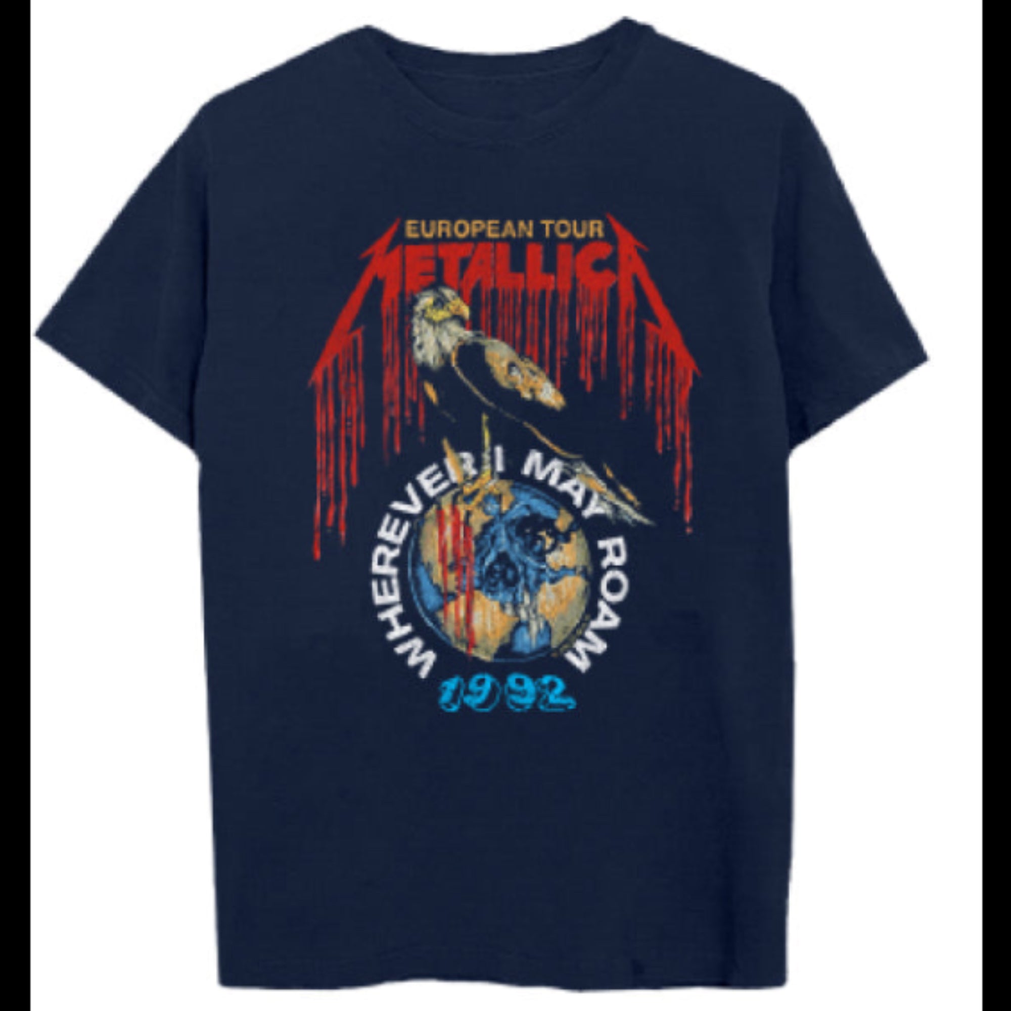 Metallica Wherever I May Roam 92 Tour Red Logo T Shirt