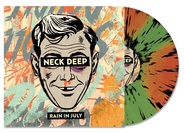 NECK DEEP ‘RAIN IN JULY’ 10TH ANNIVERSARY LP (Limited Edition – Only 300 made, Transparent Orange & Green Pinwheel w/ Black Splatter Vinyl)