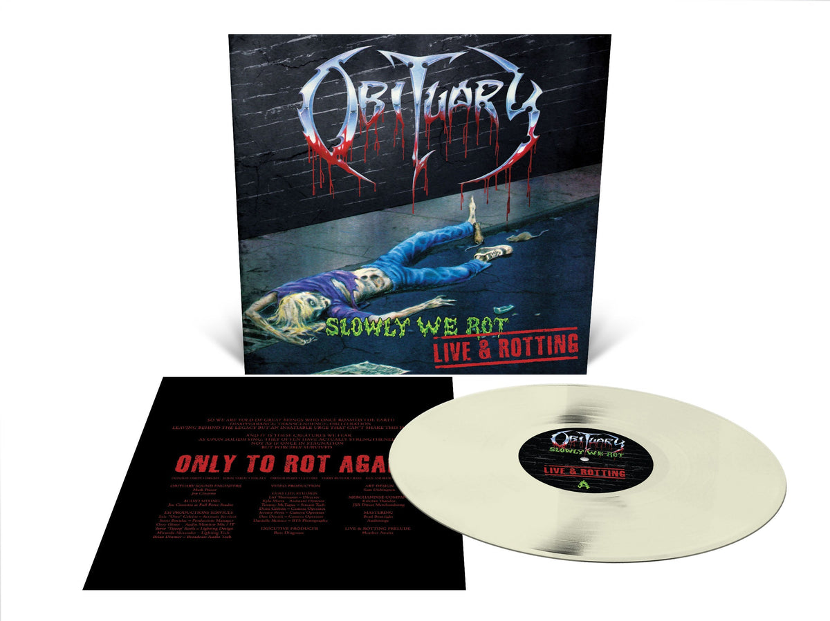OBITUARY'SLOWLY WE ROT - LIVE AND ROTTING' LP (Limited Edition ' Only 235 made, Bone White Vinyl)