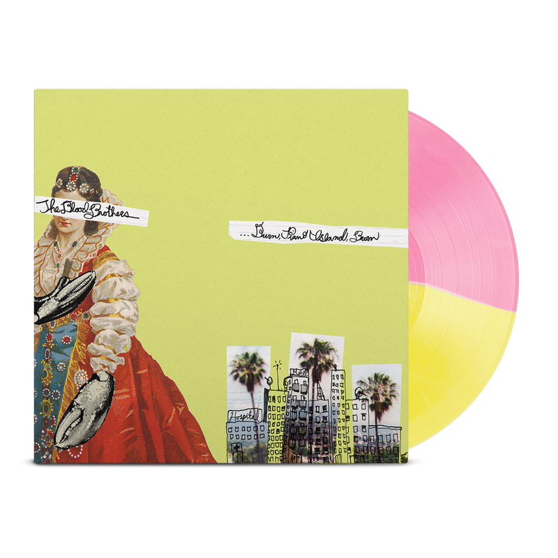 THE BLOOD BROTHERS ‘BURN, PIANO ISLAND, BURN’ DELUXE COLLECTOR'S EDITION LP + 7" (Limited Edition – Only 500 Made, Half Opaque Yellow / Half Opaque Pink Vinyl)