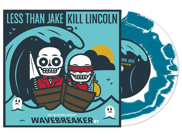 LESS THAN JAKE / KILL LINCOLN ‘WAVEBREAKER #1’ 7" EP (Aqua Blue White Swirl Vinyl)
