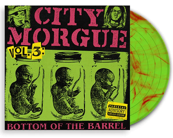 CITY MORGUE ‘VOL. 3 BOTTOM OF THE BARREL’ LIMITED EDITION OPAQUE LIME MONSTER GREEN WITH RED SWIRL LP – ONLY 500 MADE