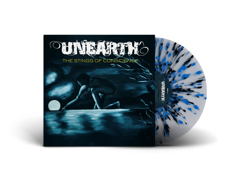 UNEARTH 'THE STINGS OF CONSCIENCE' LIMITED-EDITION MILKY CLEAR WITH BLACK AND SKY-BLUE SPLATTER LP – ONLY 300 MADE